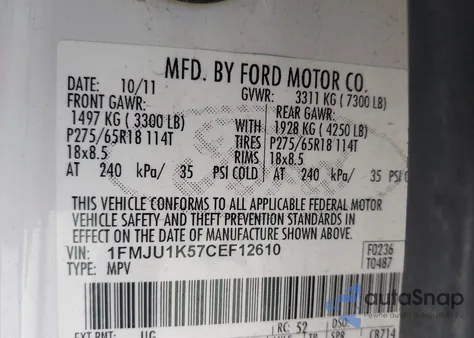 2012 Ford Expedition Limited from USA, damaged, VIN 1FMJU1K57CEF12610